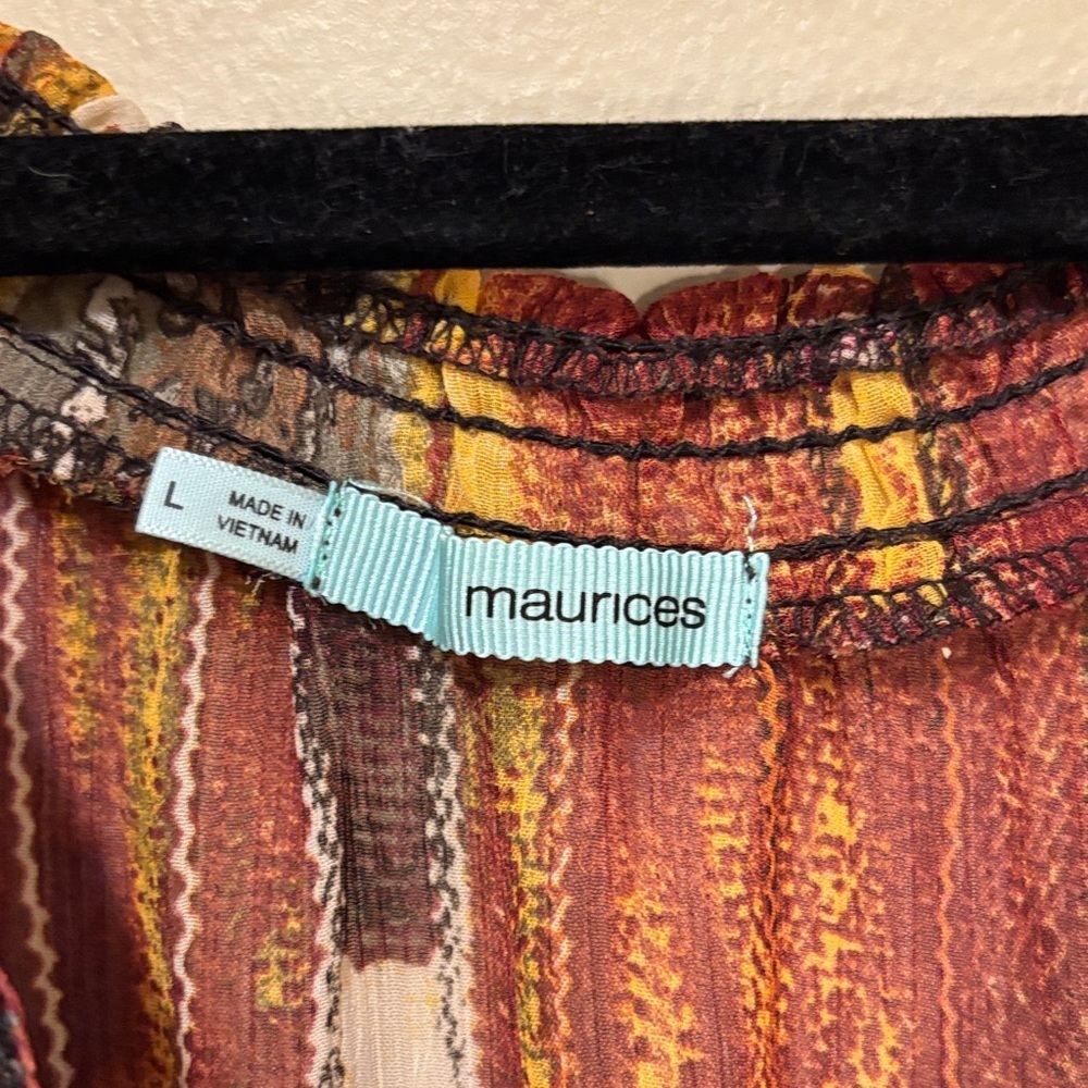 Maurices Brown and Black Sleeveless Blouse with Beaded Neckline - Picture 3 of 3